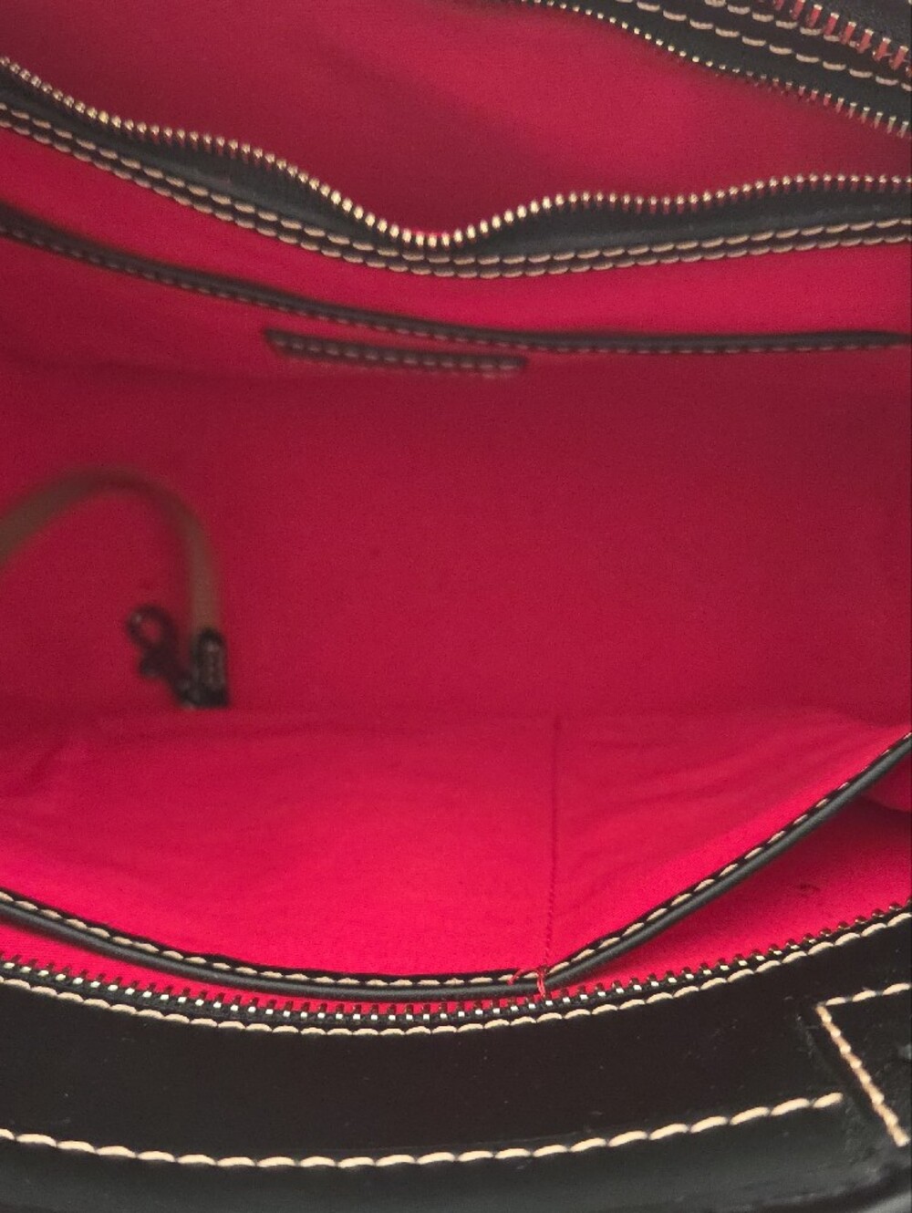 Dooney & Bourke Black Leather Tote with Contrast Stitching - Picture 7 of 9